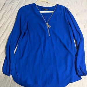 Zac & Rachel Medium Women's Royal Blue Blouse with Zip Detail
